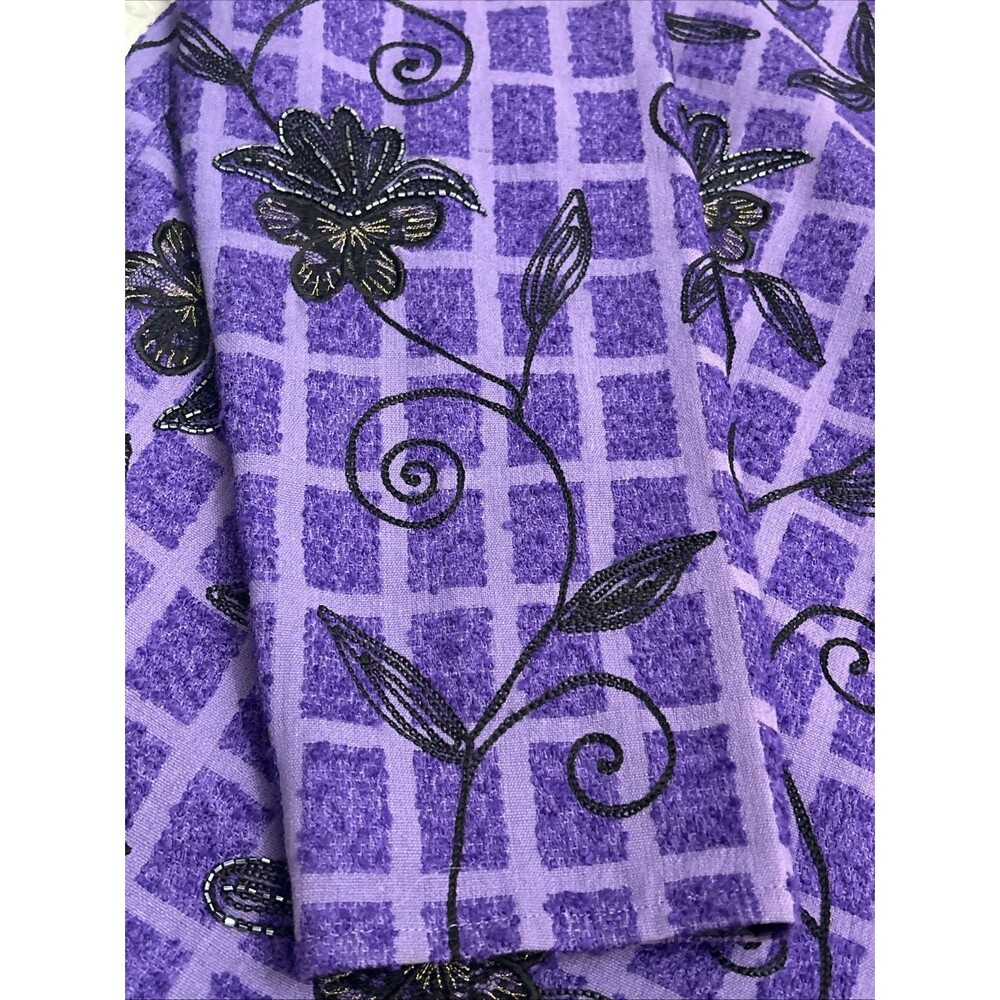 Vintage Alex Kim Women’s purple Button  Jacket, Beaded Embroidered Flowers Sz 1X - Picture 4 of 16